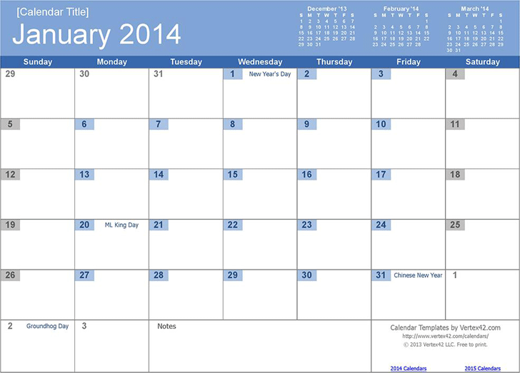 12 Month Calendar 2014 2