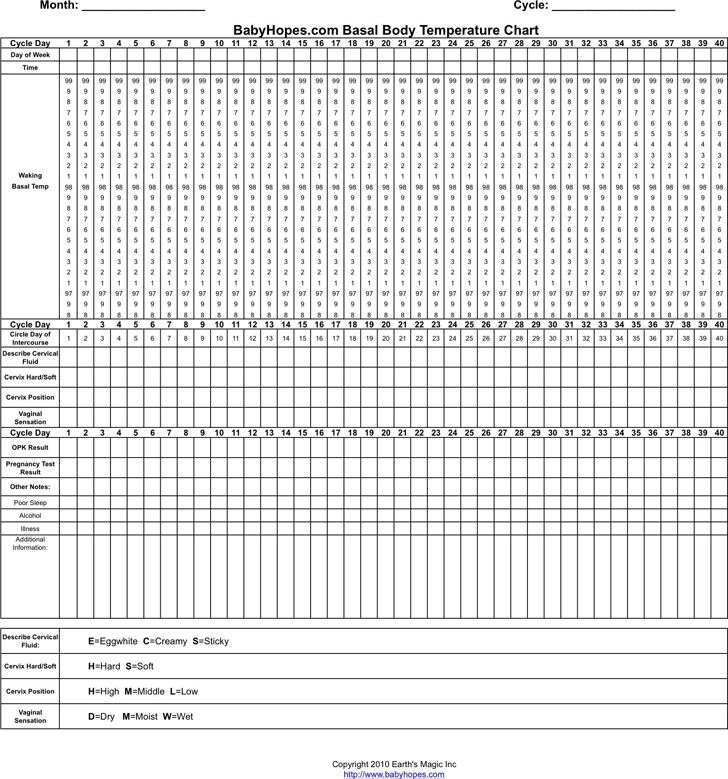 Basal Body Temperature Chart 2