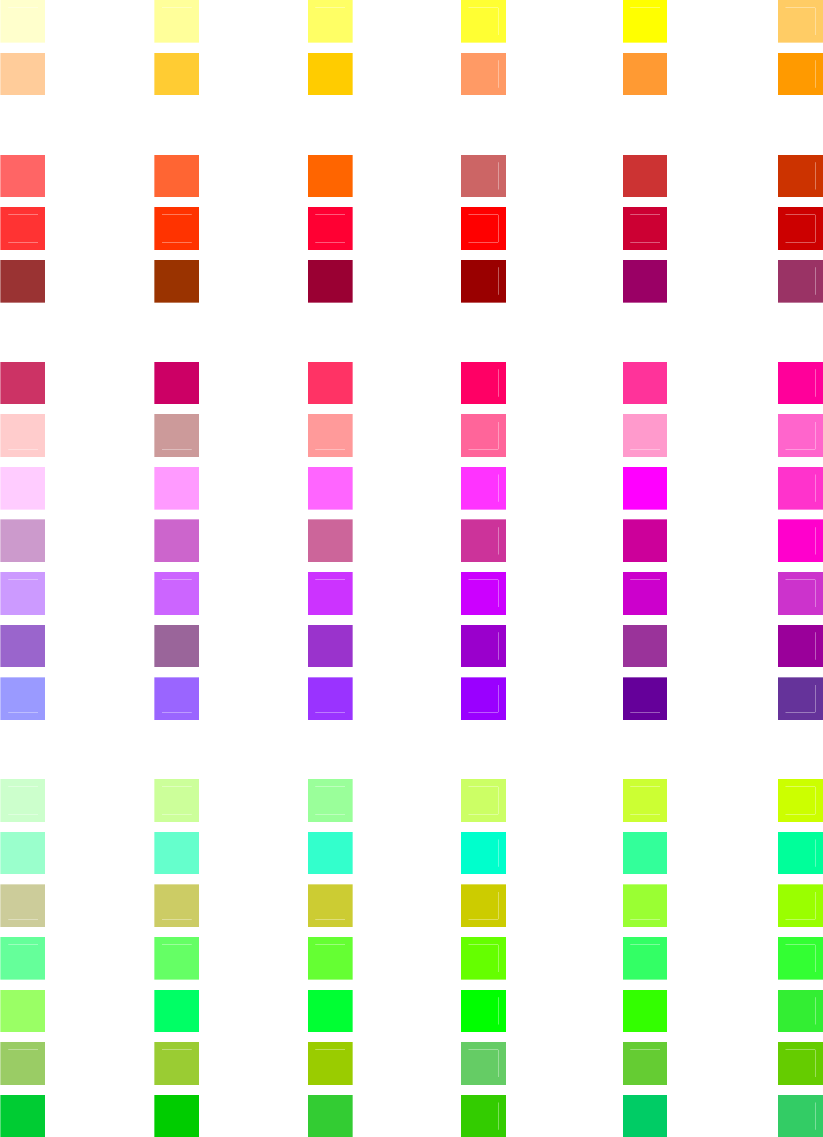 Hexadecimal Color Gradient Chart