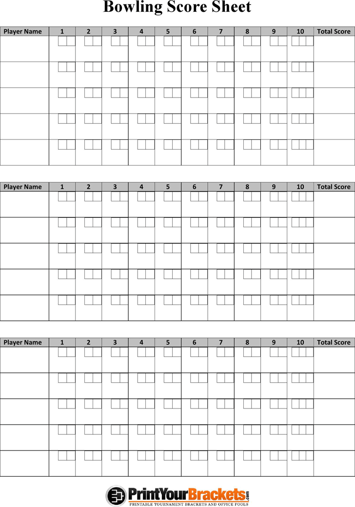 Bowling Score Sheet 1