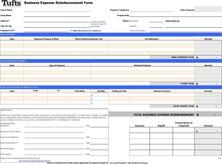 Business Expense Reimbursement Form