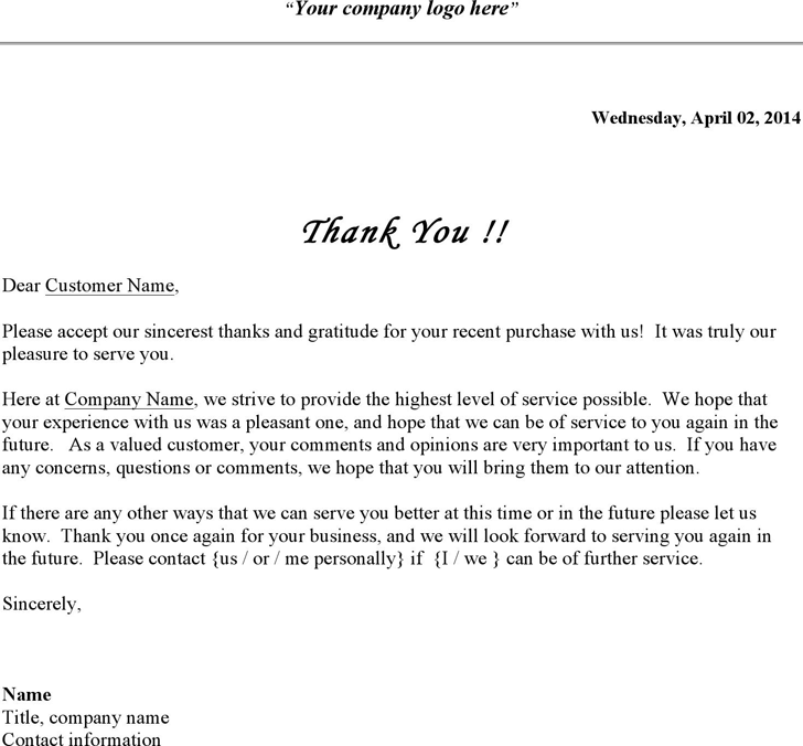 Business Thank You Letter