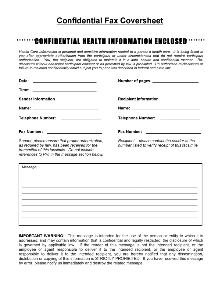 Confidential Fax Cover Sheet 3