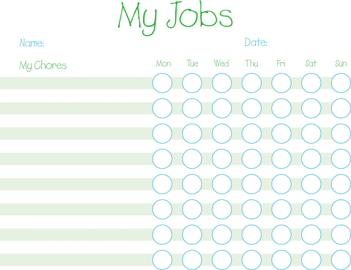 Customizable 7-Day Chore Charts Page 2