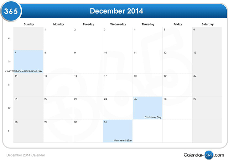 December 2014 Calendar 1