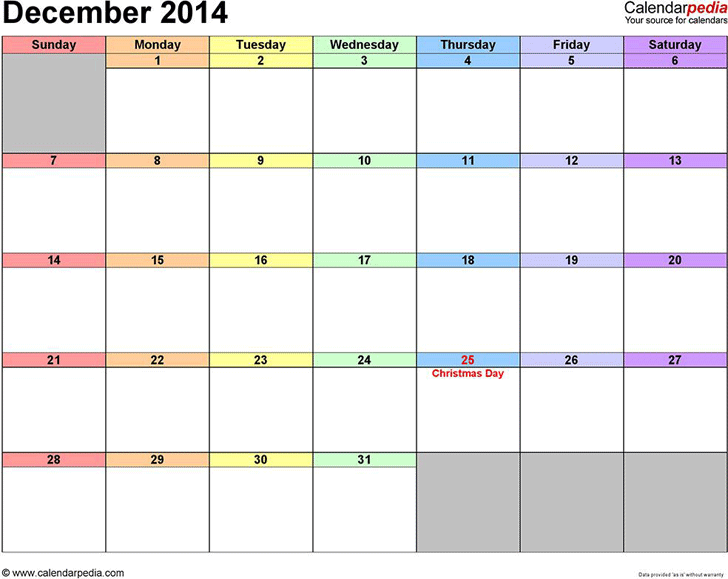 December 2014 Calendar 3