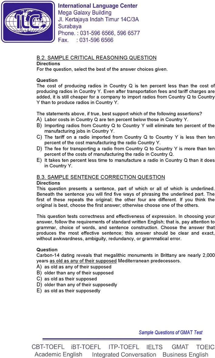 GMAT Sample Questions Template 3 Page 3