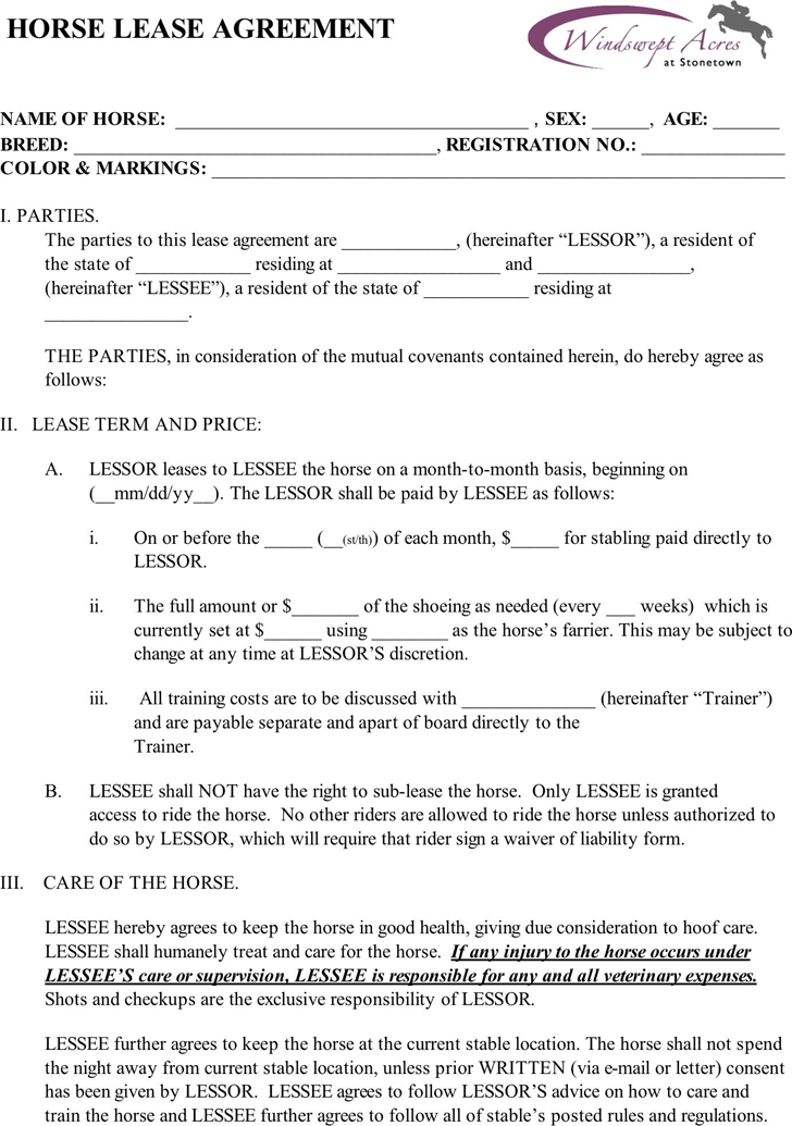 Horse Lease Agreement 3