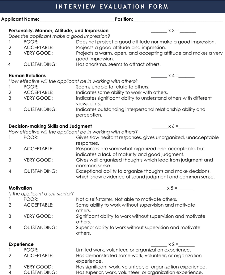Interview Evaluation Form 2