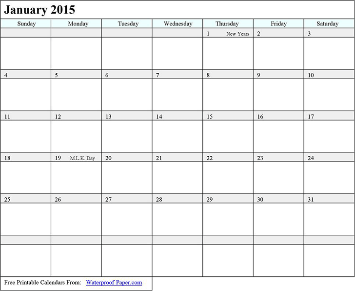 January 2015 Calendar 2