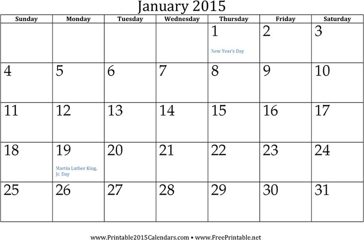 January 2015 Calendar 3