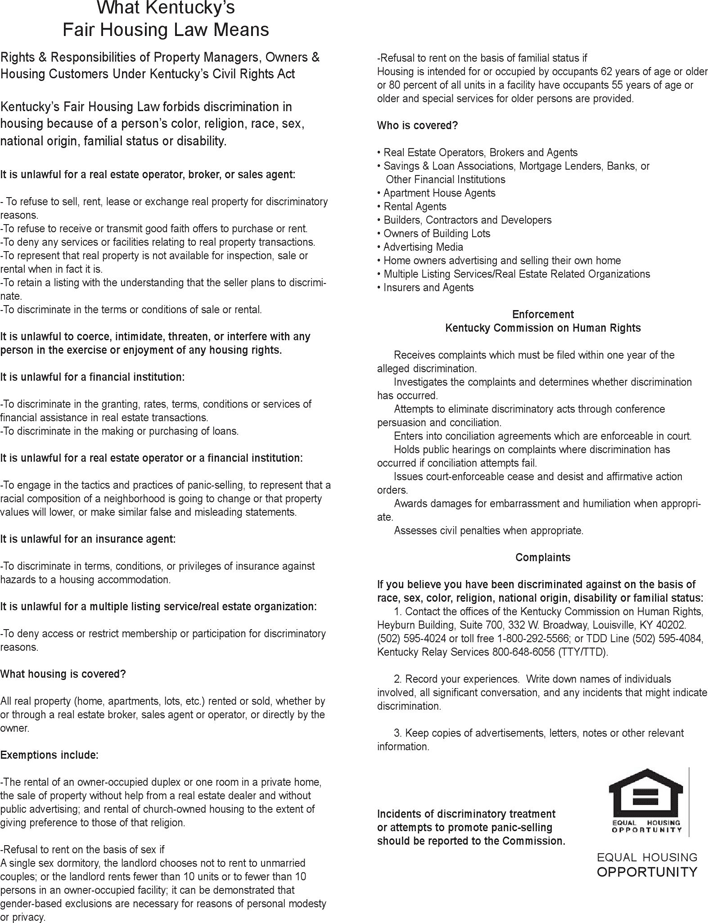 Kentucky Month to Month Rental Agreement Page 4