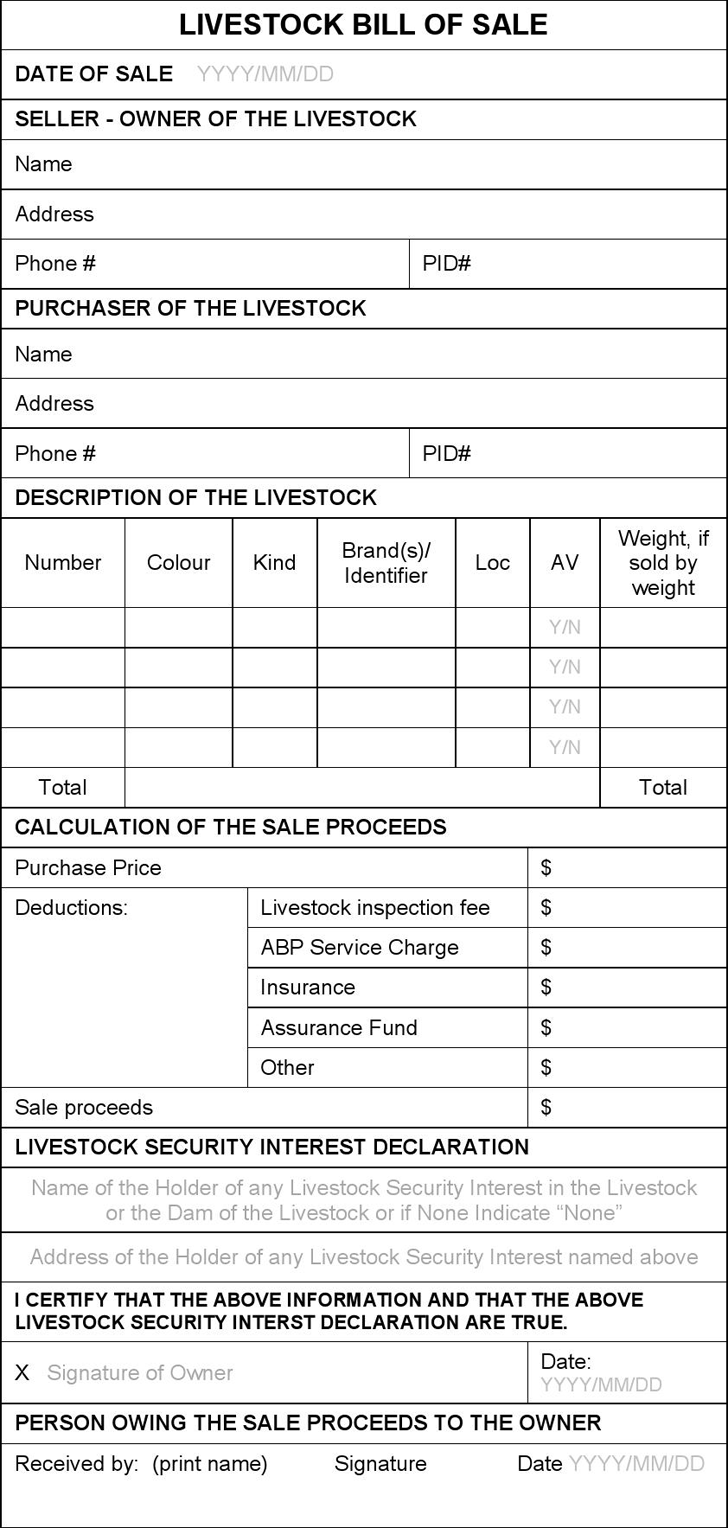 Livestock Bill of Sale 3