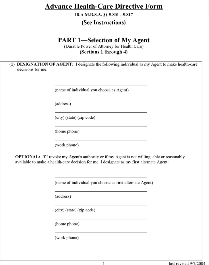 Maine Health Care Power of Attorney Form 2