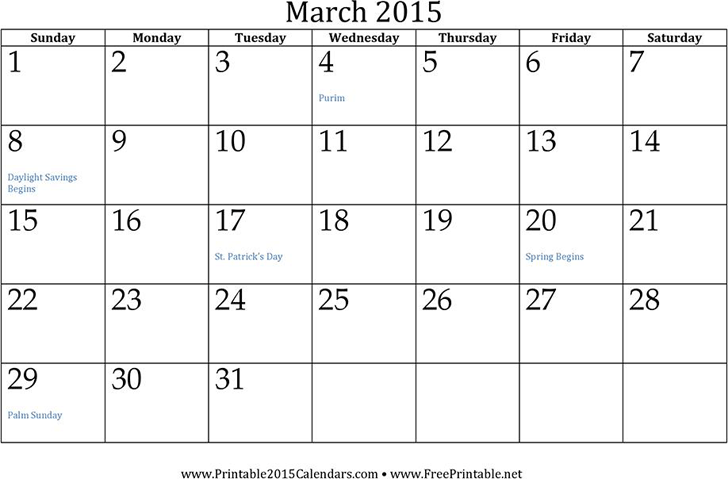 March 2015 Calendar 1