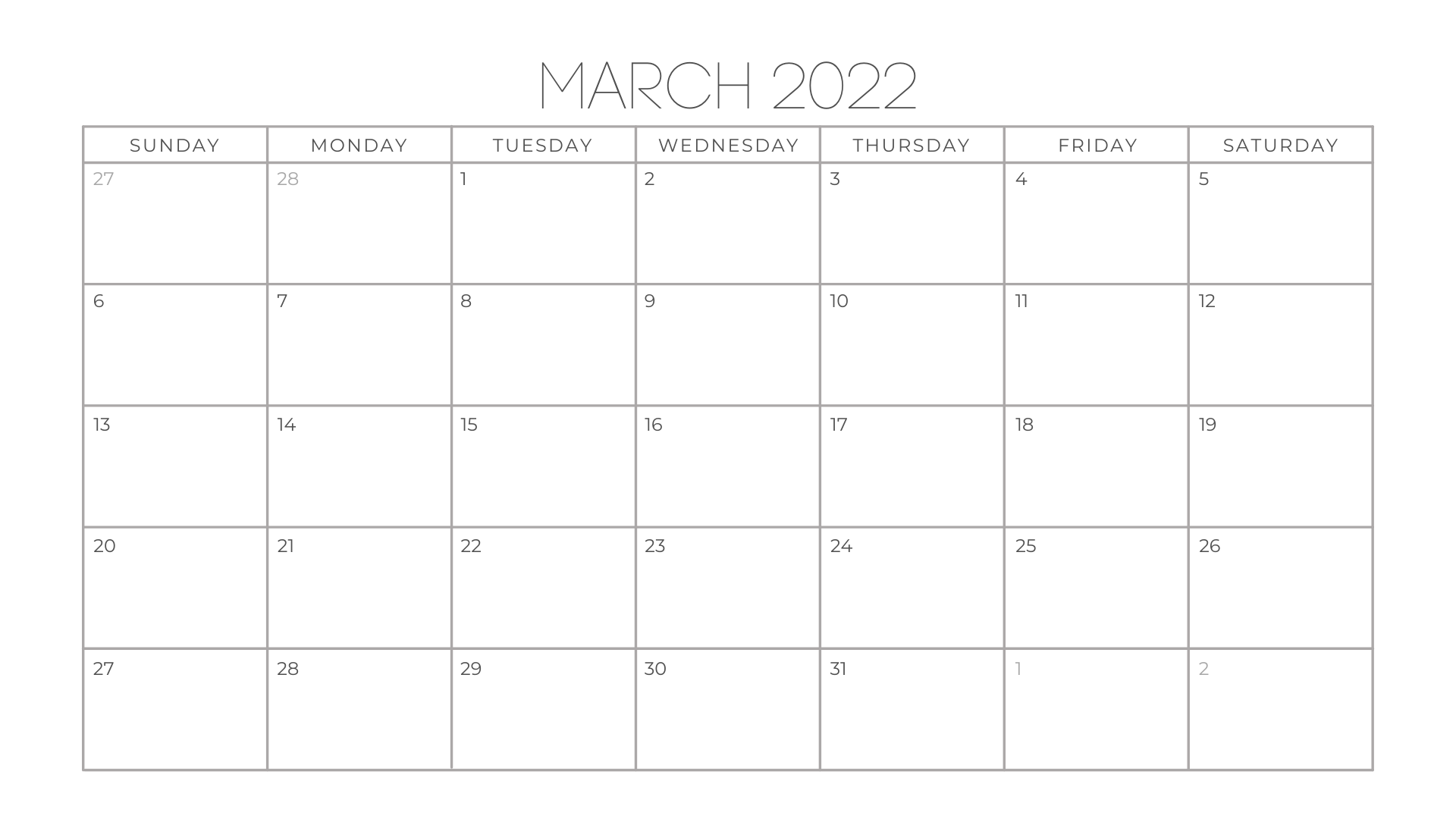 March 2022 Calendar 3