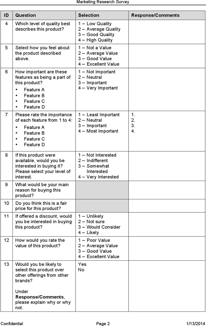 Market Research Survey Template 1 Page 2
