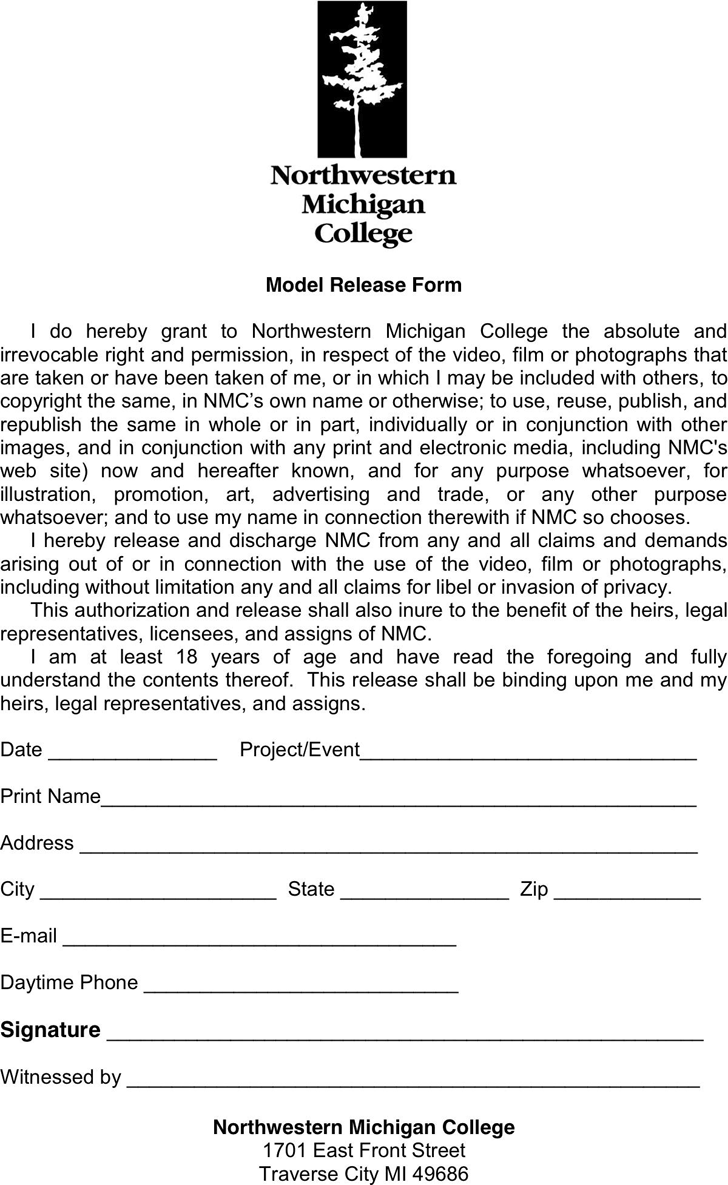 Michigan Model Release Form 2