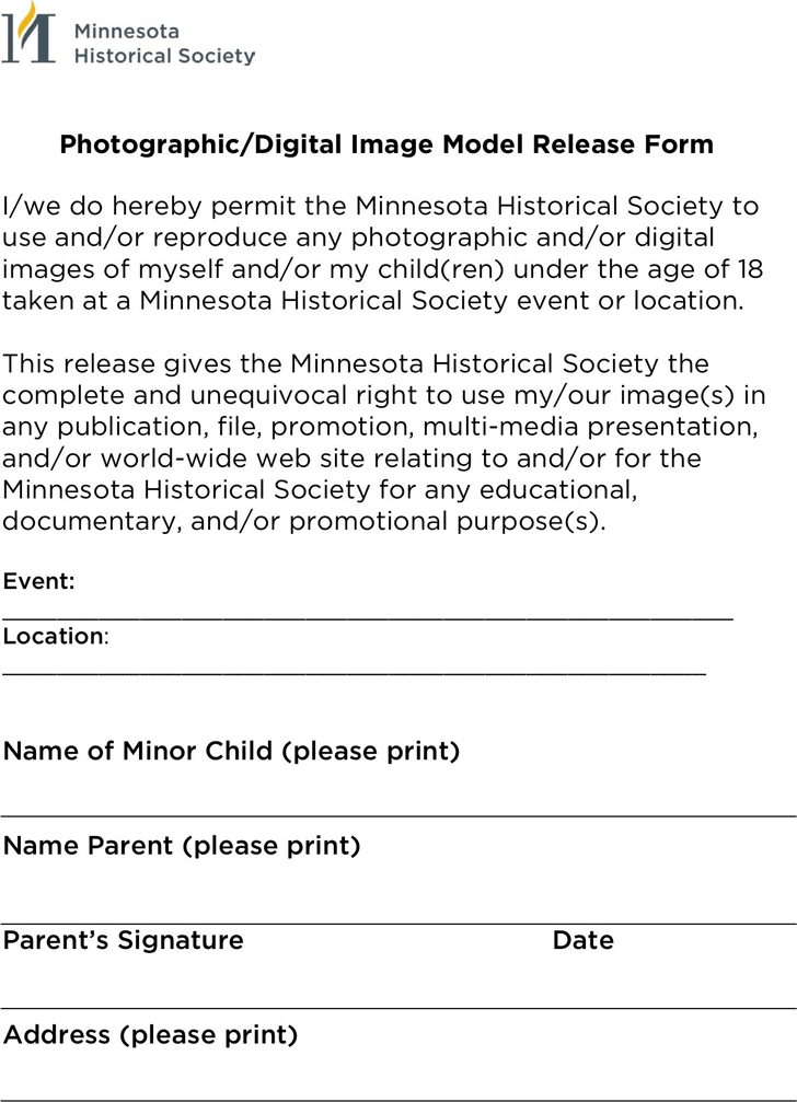 Free model release form template for minors