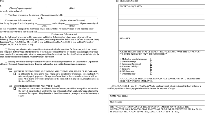 New Jersey Payroll Certification For Public Works Projects Page 2