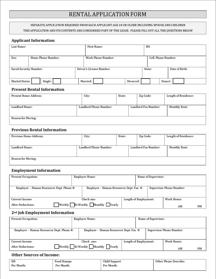 New York Rental Application Form