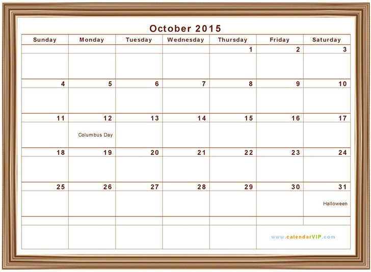 October 2015 Calendar 1