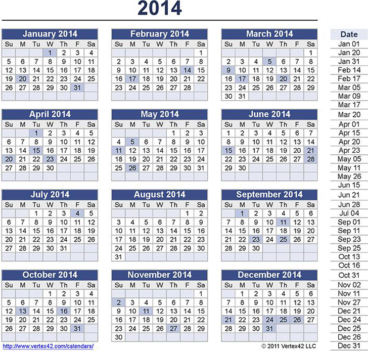 Perpetual Calendar Template 1