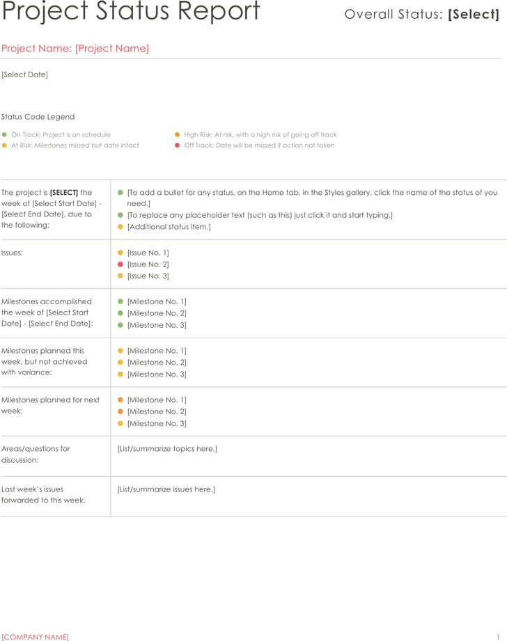 Project Status Report Template 2