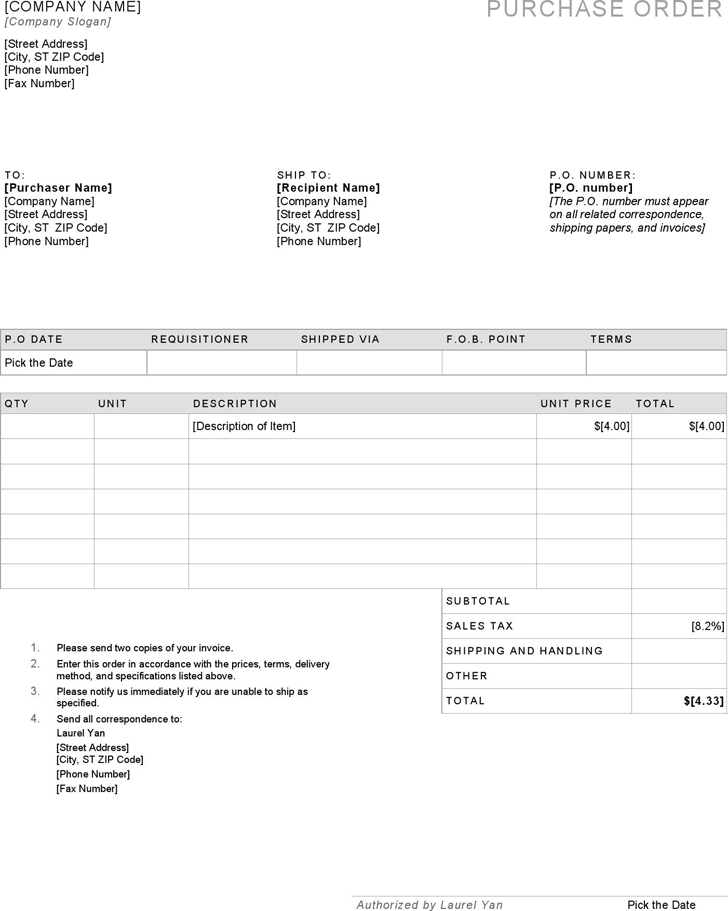 Purchase Order Template 4