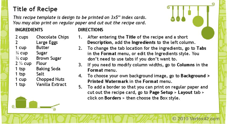 Recipe Card Template (3X5)