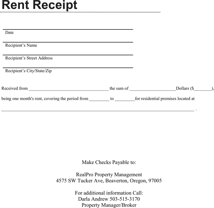 Rent Receipt Template 3