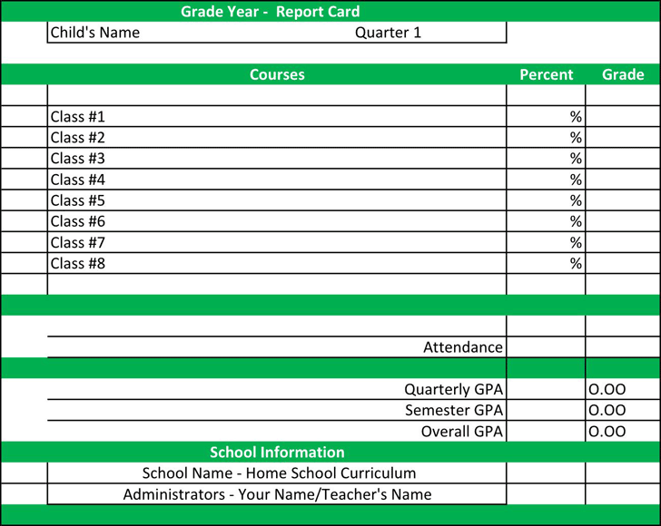 Report Card Template 2