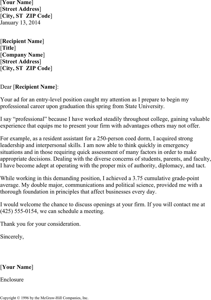 Resume Cover Letter For College Students