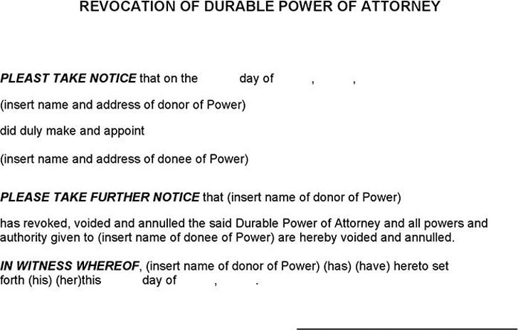 Revocation of Durable Power of Attorney
