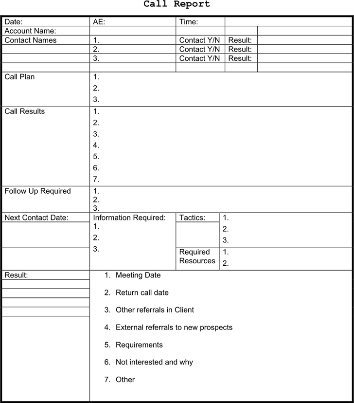 Sales Call Report Template 1