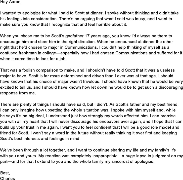 Sample Apology Letter 3