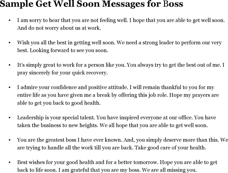 Sample Get Well Soon Messages for Boss