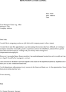 Sample Letter of Resignation