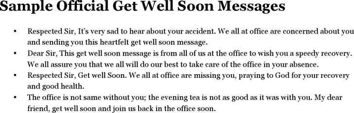 Sample Official Get Well Soon Messages