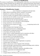 Summary of Qualifications Examples