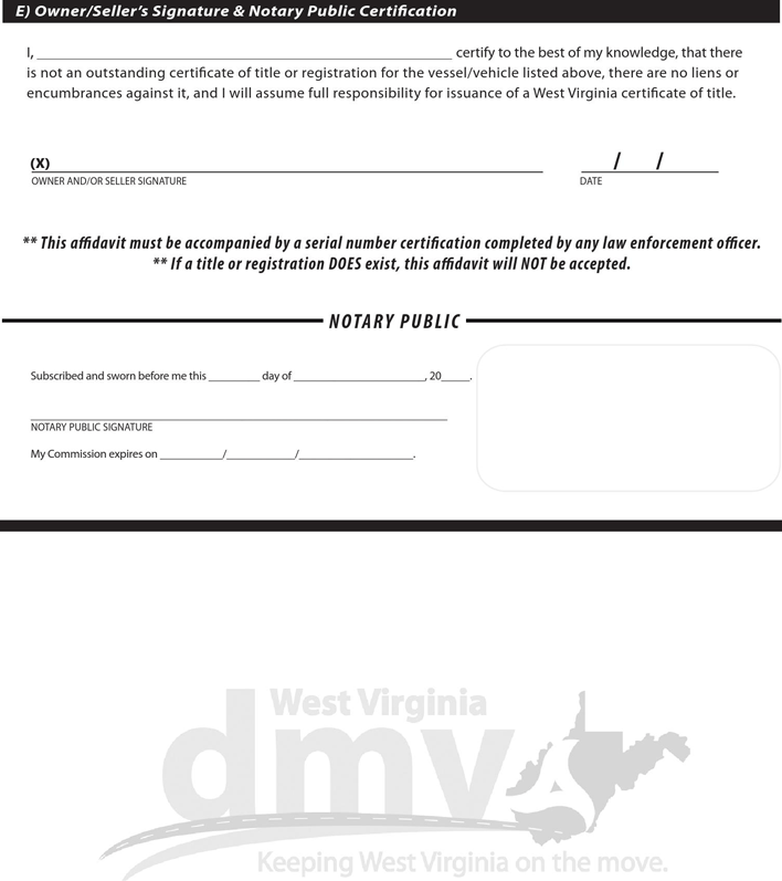 West Virginia Owner and Purchasing Affidavit Form Page 2