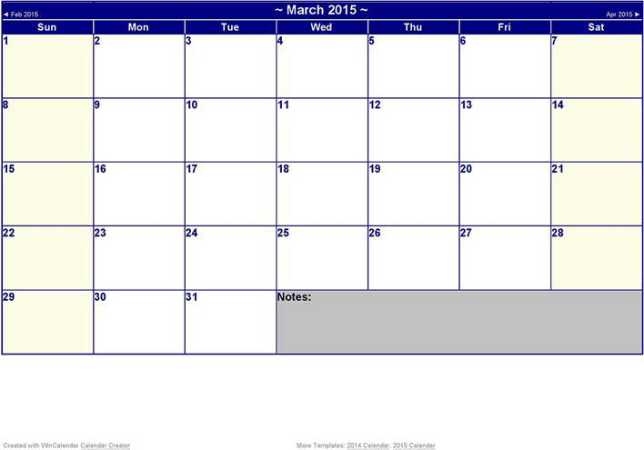 12 Month Calendar 2015 3 Page 3