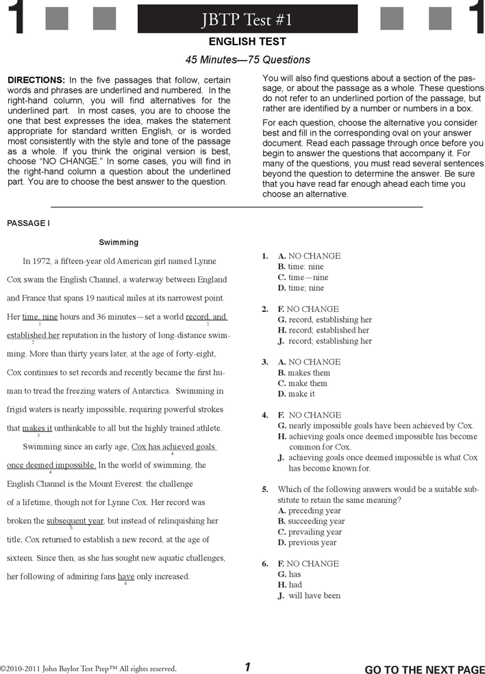 ACT Sample Test Template 2 Page 2
