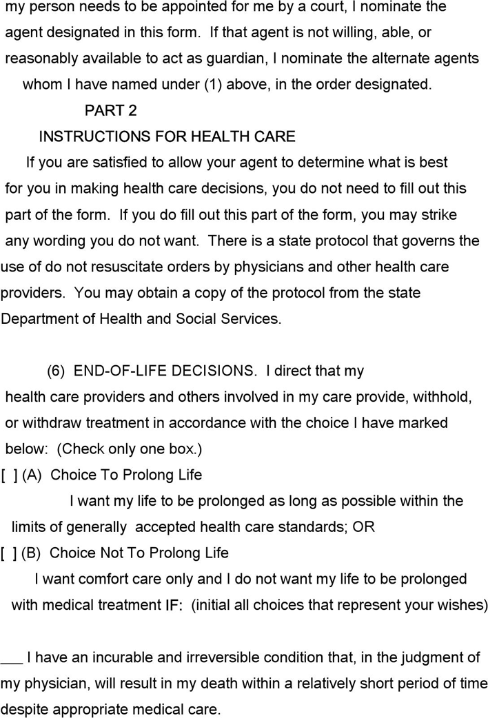 Alaska Advance Health Care Directive Form 2 Page 5