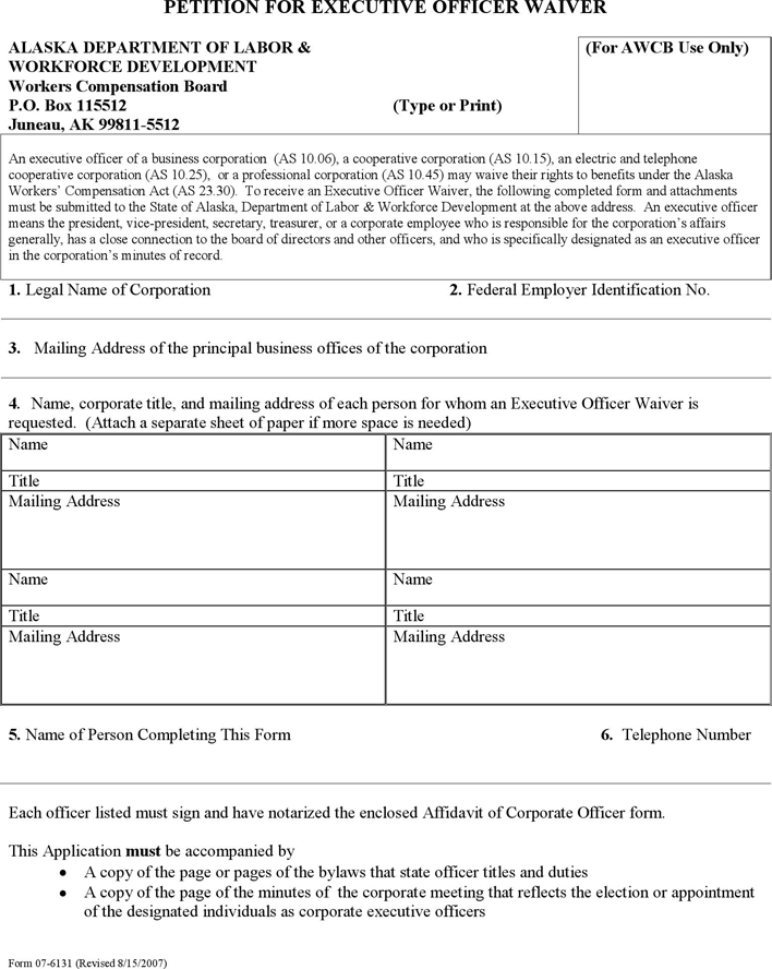 Alaska Affidavit of Corporate Officers Form Page 2
