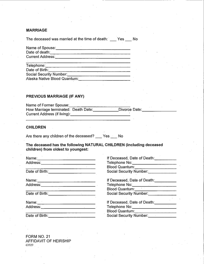 Alaska Affidavit of Heirship Form Page 3