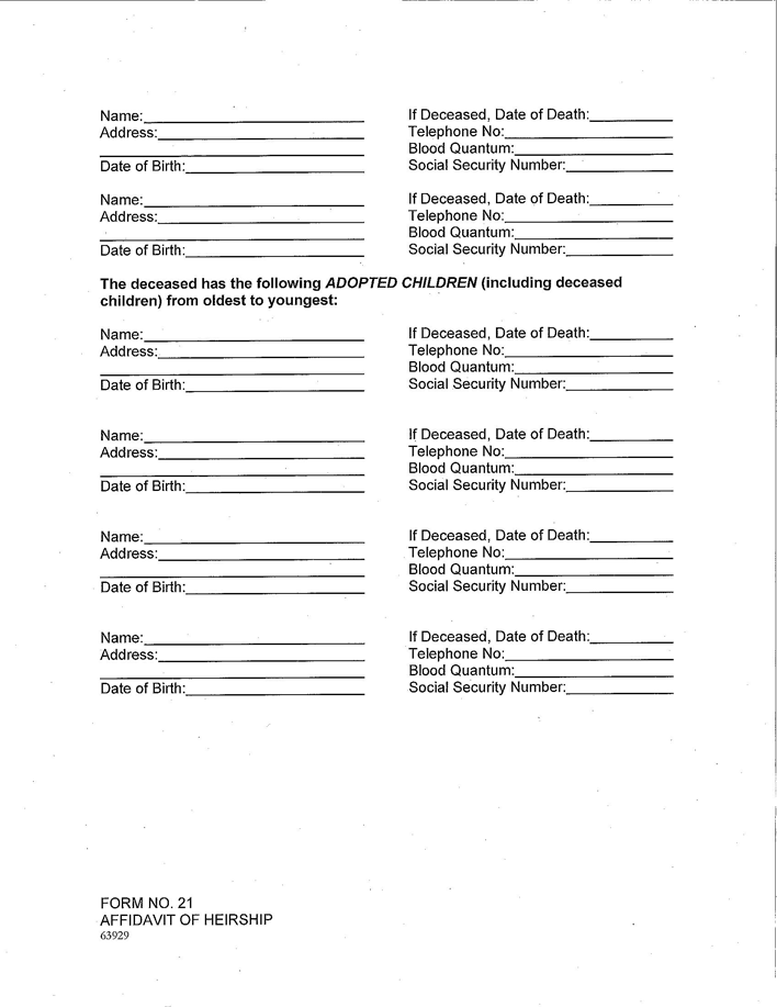 Alaska Affidavit of Heirship Form Page 4