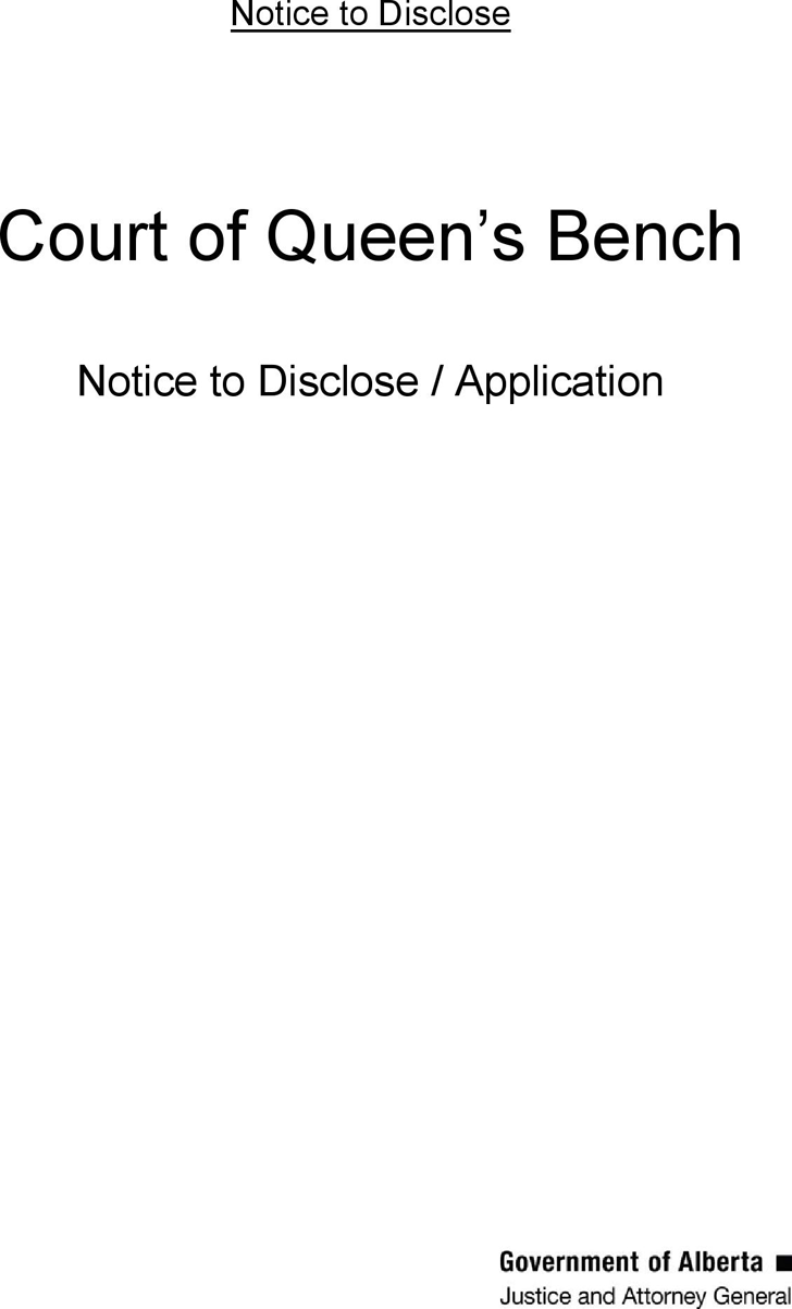 Alberta Notice to Disclose/Application Form