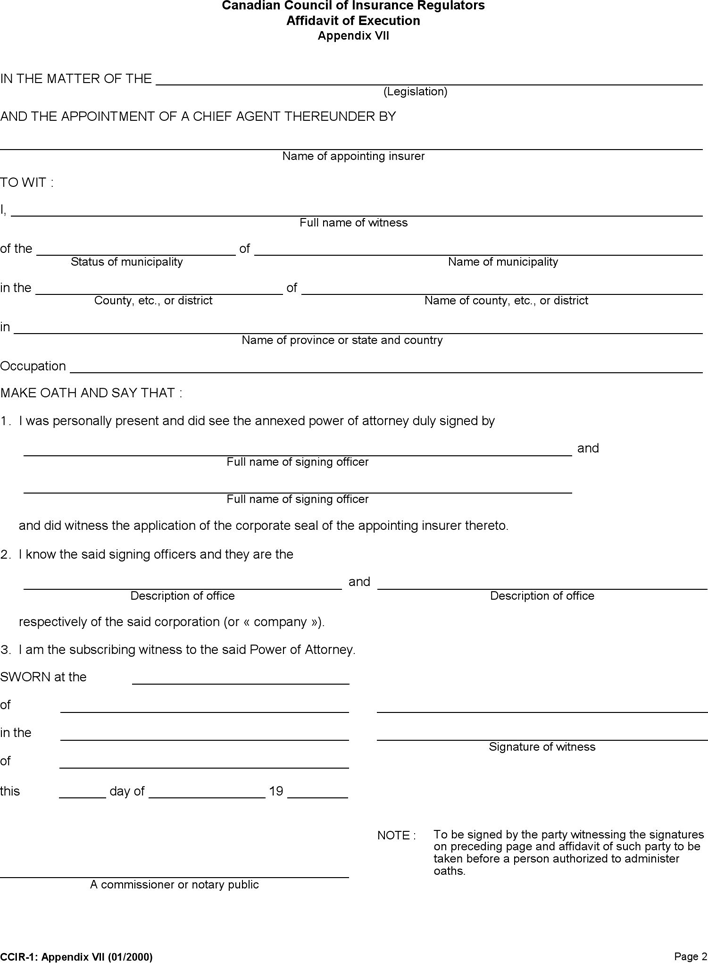 Alberta Power of Attorney Form Page 2