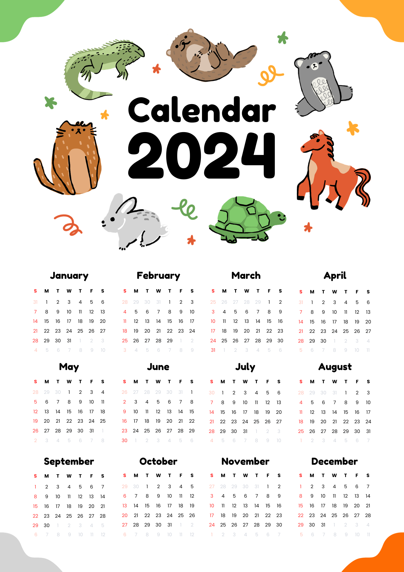 2024 Yearly Calendar